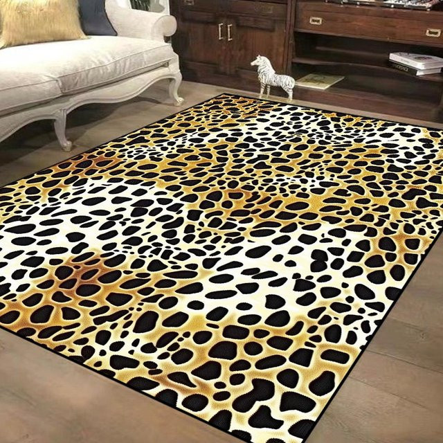 Karpetti Dekorativer Teppich mit Leopardenmuster im nordischen Stil, weicher Flanell, rutschfest und pflegeleicht, B/T: 100 x 200 cm - Bild 1