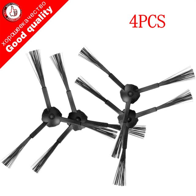 4er-Set Seitenbürsten in Schwarz für Ecovacs Panda X500, X580 und Dibea X580 Roboterstaubsauger (2x rechts, 2x links) - Bild 1