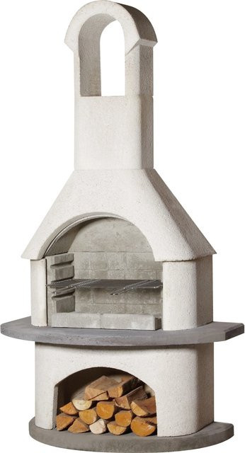 Buschbeck Valenzia Gartengrillkamin Chiminea in Schneeweiß und Anthrazit - Bild 1