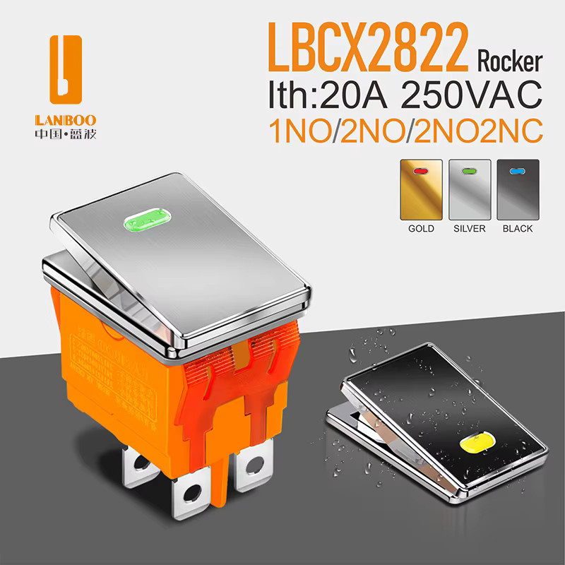 LANBOO 2822 LED Wippschalter IP65 mit 2/3 Positionen für Bedienfelder, B/H: 28 x 22 mm, 9-24V/220V, 2NO2NC/4NO - Bild 4