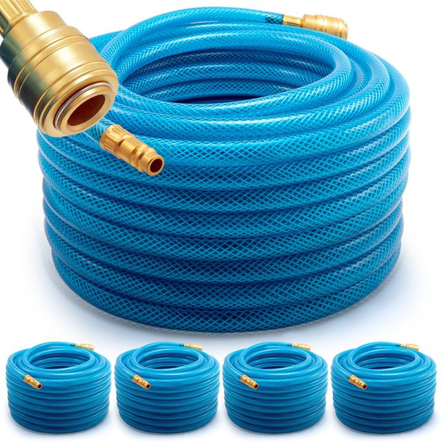 Deuba Druckluftschlauch 5er-Set in Blau mit Schnellkupplung und Stecker, Gesamtlänge 20m - Bild 1