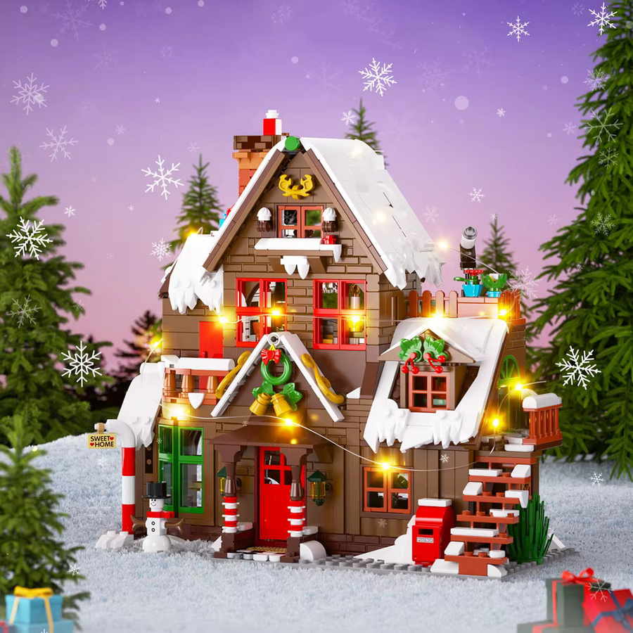 HYMILENARIO Winter Dorf Lebkuchen Haus, Bausteine, Modell Montage Spielzeug - Bild 3