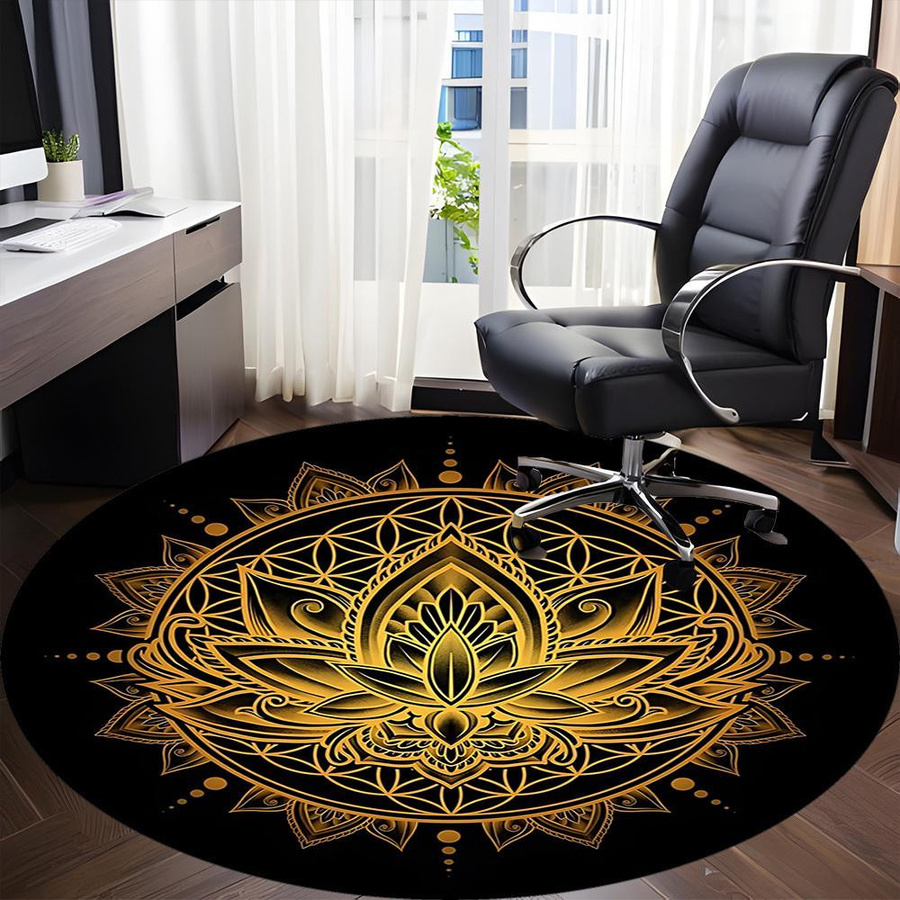 Runder Lotus Mandala Teppich von YglTwo in Multicolour, Durchmesser: 80 cm - Bild 4