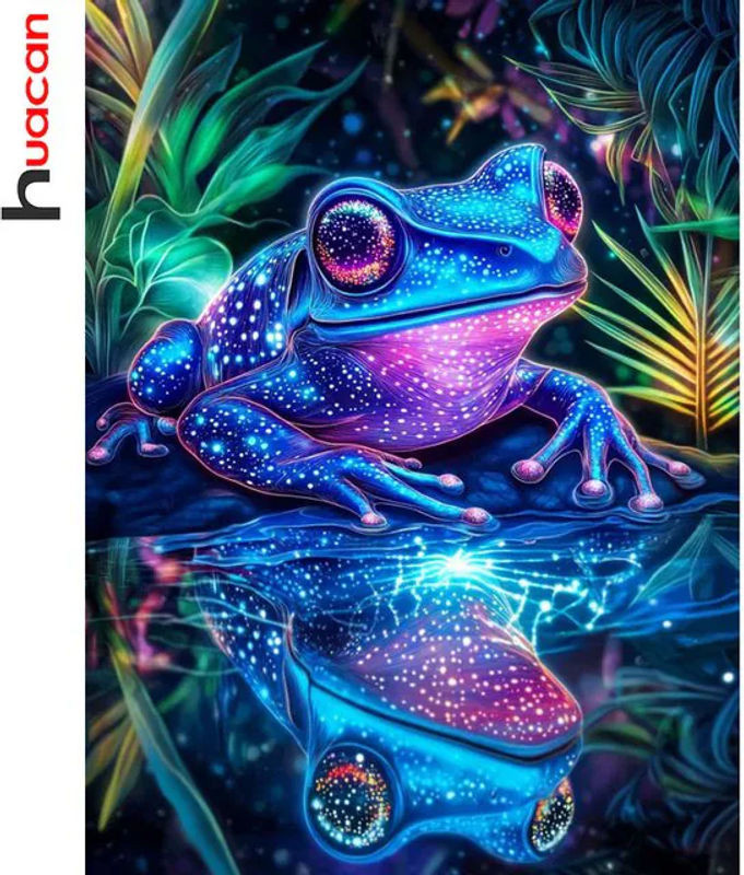 Huacan DIY Diamantmalerei Frosch Tier Landschaft Diamantmosaik Set in Mehrfarbig - Bild 1