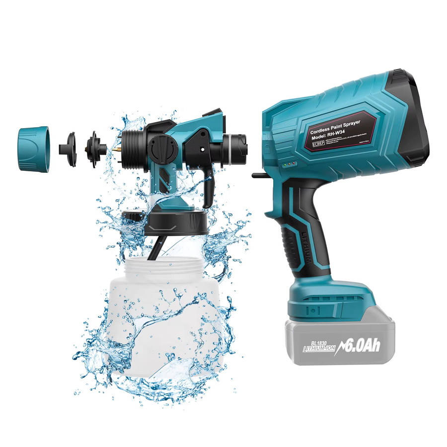 Synxier Kabelloser Farbsprüher für Makita 18V Akku mit 1000 ml Behälter für Heim-Innensprühung und Holzbearbeitung - Bild 2