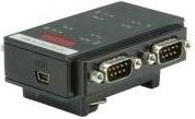 ROLINE USB 2.0 zu RS232 Adapter für DIN Hutschiene, 4 Port, Schwarz - Bild 1