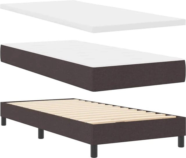 vidaXL Boxspringbett mit Matratze in Braun, B/T/H: 80 x 200 cm - Bild 1