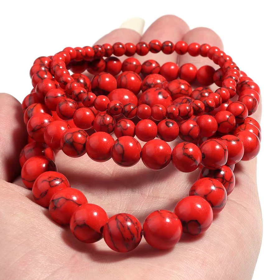 ZHIXUN Armband, Naturstein, rote Perlen, Unisex - Bild 3