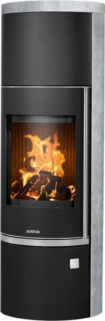 Justus Kaminofen Faro W+ 2.0 Speckstein Schwarz in Gussgrau mit 7 kW Leistung - Bild 1