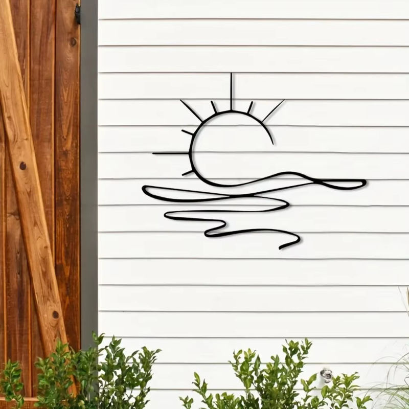 HELLOYOUNG Sunrise & Art Chic Wanddekoration aus Metall in Schwarz, minimalistische Eisen Wandkunst für moderne Ästhetik - Bild 3