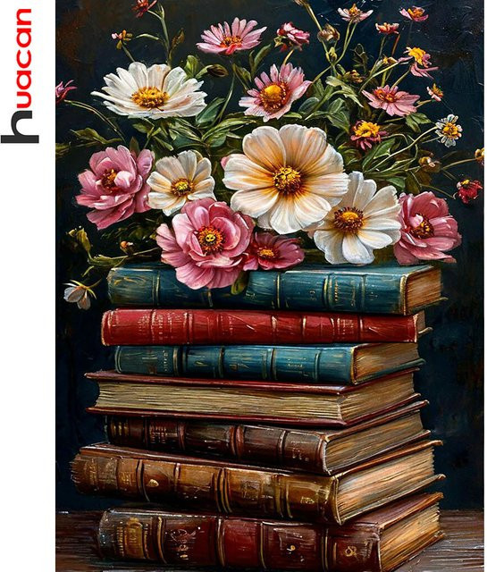 Huacan Diamantmalerei Gänseblümchen-Bücher Mosaik-Set mit Blumen-Motiv in Multicolour, B/H/T: 20 x 30 x 20 cm - Bild 1
