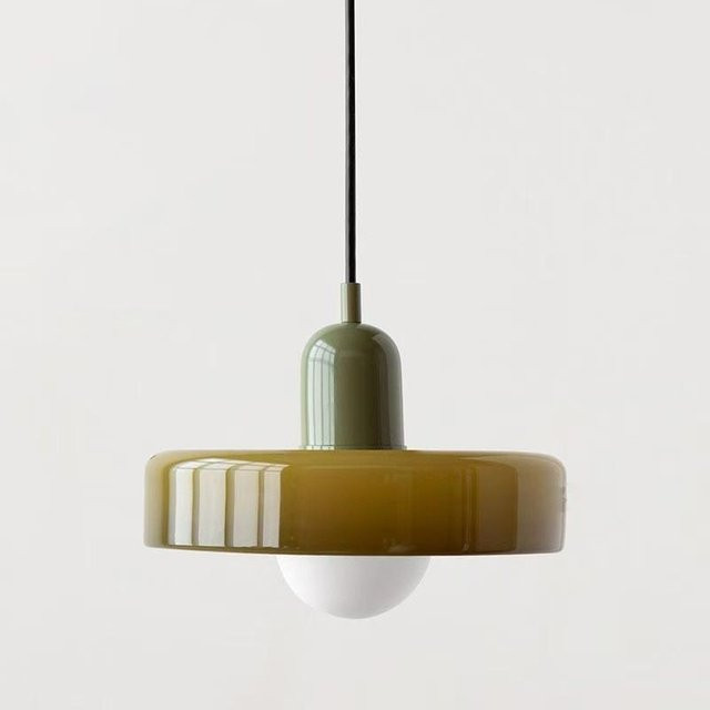 Happy6 Nordic Retro Glas Pendelleuchte LED Kronleuchter in Transparent und Grün für Wohnzimmer, Esszimmer, Schlafzimmer und Küche - Bild 1