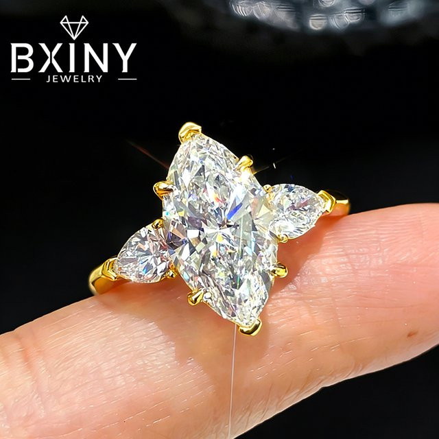 BXINY Ring 925 Silber, Moissanit, Damen - Bild 1