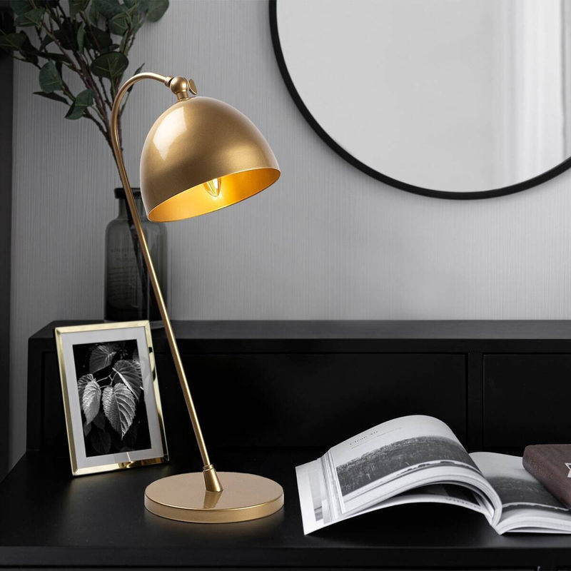 Opviq Tischleuchte aus Metall in Gold, Modern, B/T/H: 26 x 18 x 54 cm, E14 - Bild 4