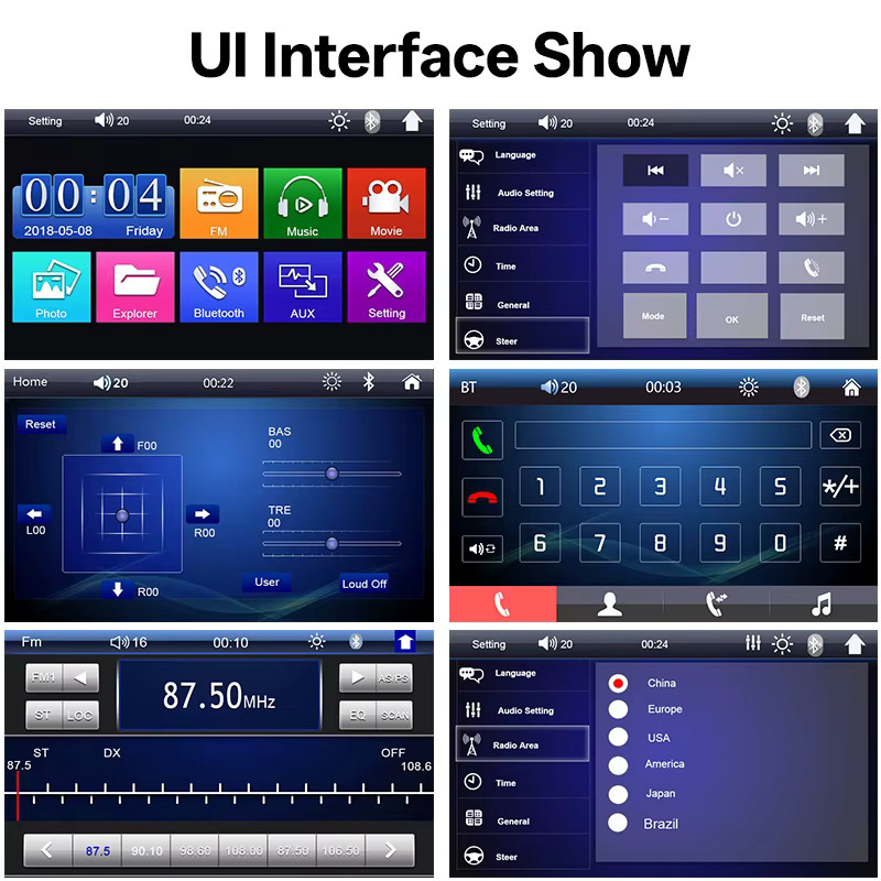 HIPPCRON 7-Zoll Touchscreen 1 DIN Auto-MP5-Player in Schwarz mit kabelloser Verbindung, AUX, USB und MirrorLink-Unterstützung sowie Fernbedienung - Bild 3