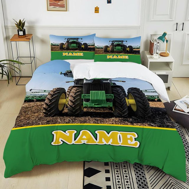 JMG Household Supplies Bettwäscheset Traktor mit personalisierbarem Namen, 3-teilig, Grün, B/H: 135 x 200 cm - Bild 1