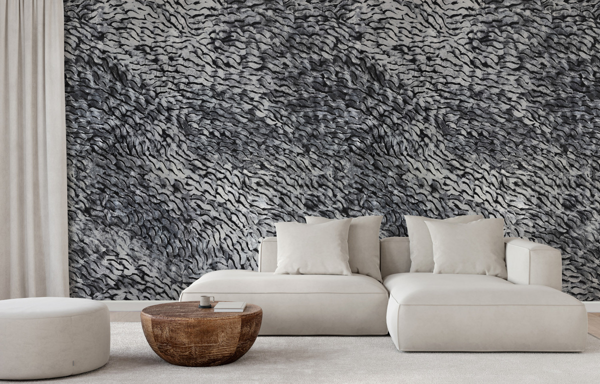 Isidore Leroy Mural Cascade Wandtattoo in Grau, abstraktes Design, Textil, Rechteckig, Breite: 150 cm, Höhe: 3 cm - Bild 1