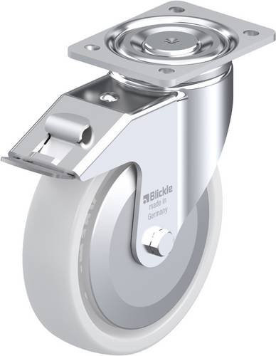Blickle Lenkrolle LH-SPO 201G-FI-FA mit Feststeller, silber/weiß, Rad-Durchmesser: 20 cm, Tragfähigkeit: 900 kg - Bild 1