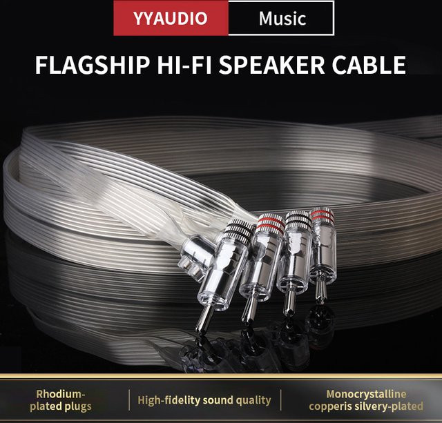 YYAUDIO HiFi Lautsprecherkabel aus versilbertem Einzelkristall-Kupfer in Silber - Bild 1