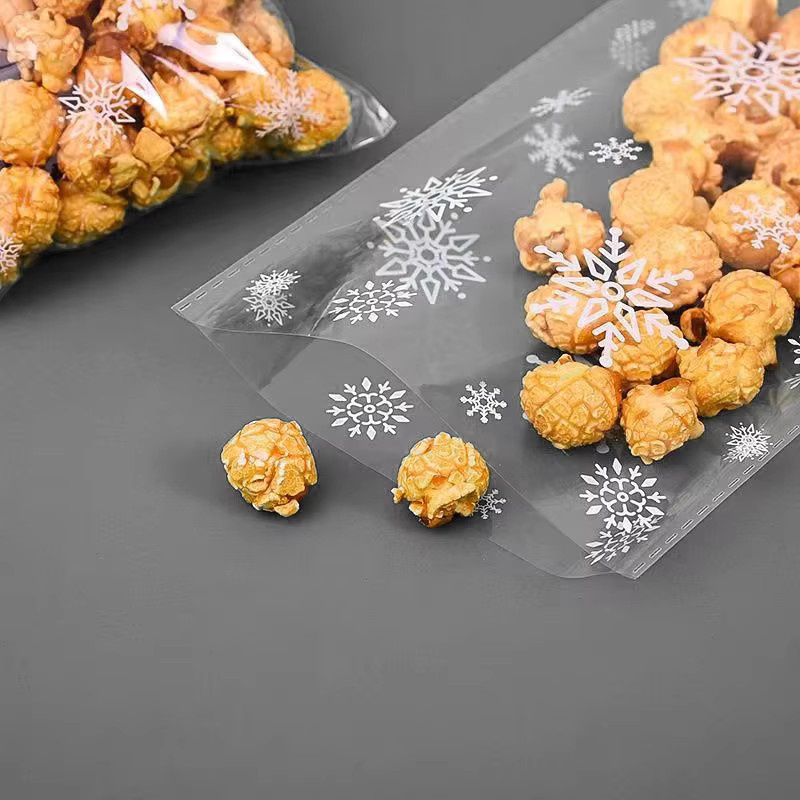 Transparente Schneeflocken Kunststoff-Verpackungstaschen für Weihnachts-Süßigkeiten, Cookies und Popcorn, 100 Stück - Bild 5