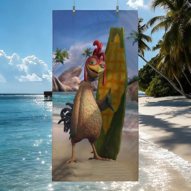 Schnelltrocknendes Chicken Joe Strandhandtuch von Wave Echo aus Mikrofaser, Mehrfarbig, B/H: 70 x 140 cm - Bild 1