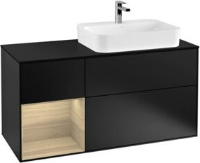 V&B Waschtischunterschrank Finion mit Wandbeleuchtung, Schwarz Lackiert, Breite: 120 cm, Tiefe: 50,1 cm, Höhe: 50,1 cm - Bild 1