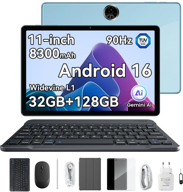 Blackview ZENO 5 Tablet 11 Zoll mit 128 GB Speicher, 32 GB RAM, 90Hz Display, 8300mAh Akku, Android 16 und 4G LTE in Blau - Bild 1