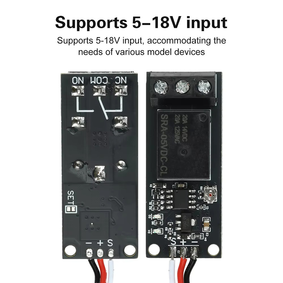 PWM Elektronisches Schaltrelais für RC-Modelle in Schwarz, 5–18 V, mit einstellbarem Verzögerungstimer und Motorcontroller-Schalter - Bild 2