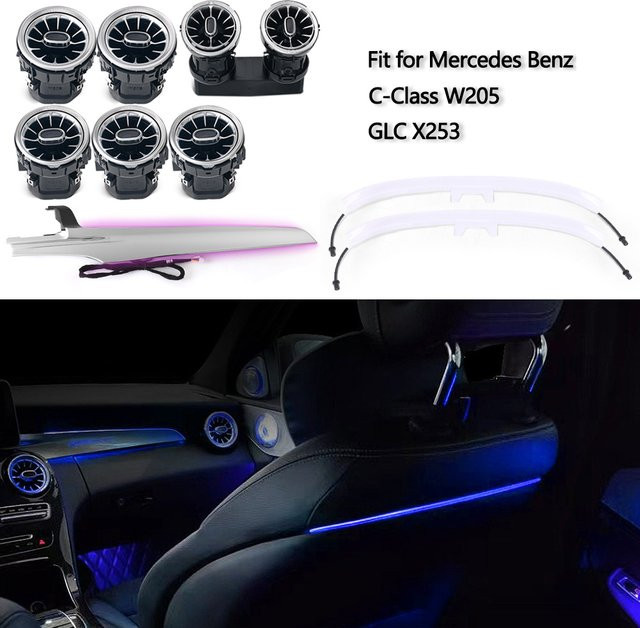 Mercedes Benz W205 GLC X253 RGB LED Ambientebeleuchtung für Turbinen-Düsen und Beifahrer-Panel in Multicolour - Bild 1