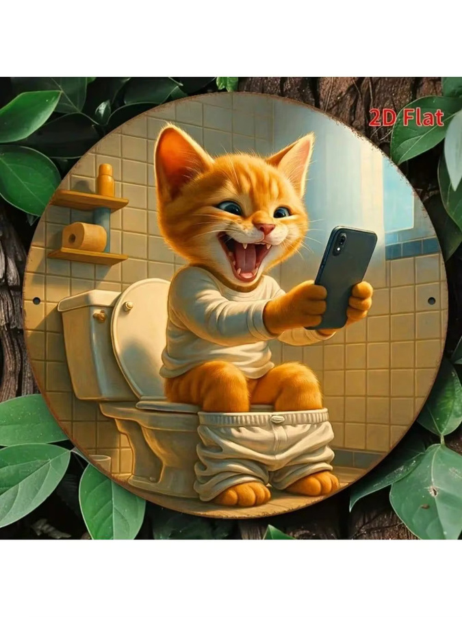Retro Katzen-Toiletten Metallschild von CIFBUY als humorvolle Wanddekoration für das Badezimmer in Mehrfarbig - Bild 4