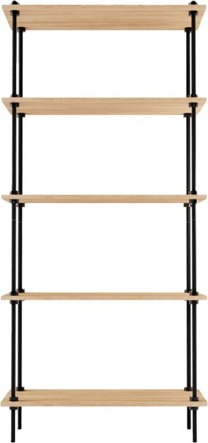AR Shelving Wandregal DECO in Schwarz mit Eichen-Laminat, B/H/T: 85 x 185 x 35 cm - Bild 1