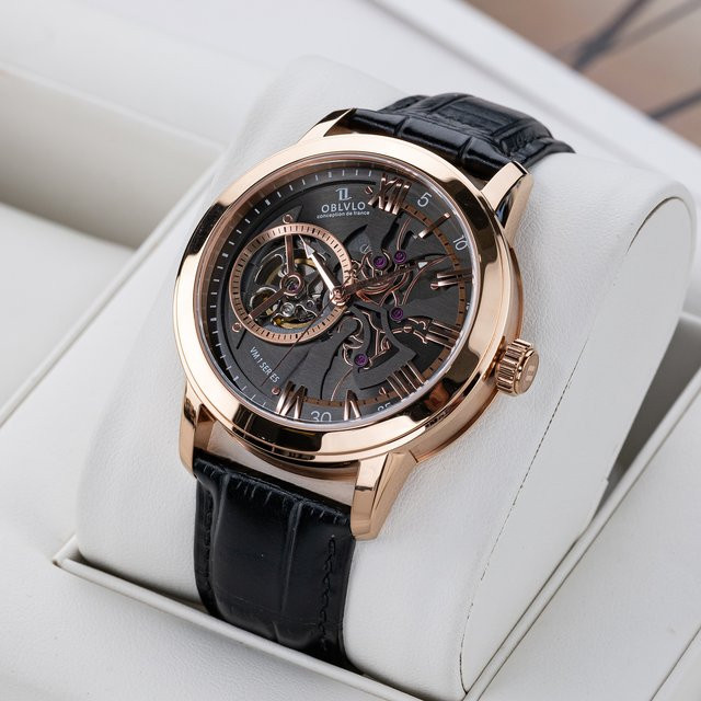 OBLVLO Armbanduhr, Automatik, Roségold, Messing, Saphirglas, 42 mm, Herren - Bild 1