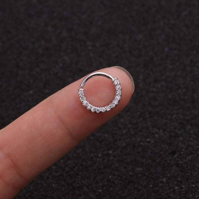 Piercing Kingdom Ohrring, Edelstahl, Silber, Zirkonia, 10mm, Unisex - Bild 1