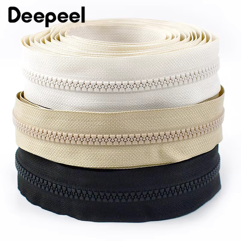Deepeel Harz-Reißverschluss in Beige für Taschen und Daunenjacken, 5 oder 10 Meter Spulenrolle mit offenem Ende zum Nähen und Reparieren - Bild 2