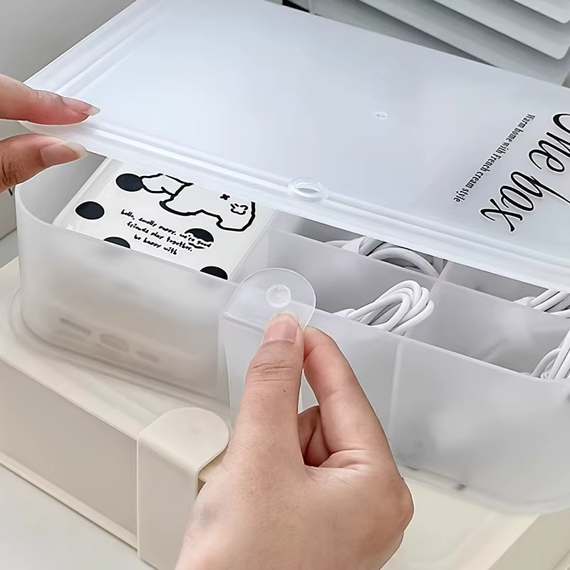 Untior Mehrkammer-Kabelorganizer-Box in Pink mit Trennwänden zur Aufbewahrung von Kabeln, Ladegeräten und Kleinzubehör - Bild 1