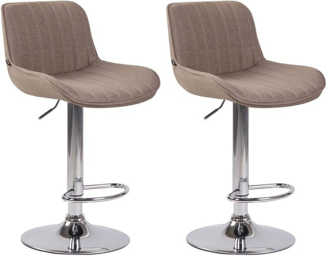 DELUKE 2er Set Barhocker BEKIM in Taupe mit Rückenlehne, höhenverstellbar und drehbar, B/T/H: 50 x 50 x 86 cm - Bild 1