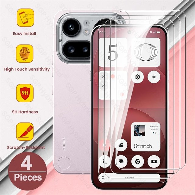 4 Stück Displayschutzfolie aus gehärtetem Glas für Nothing Phone (4a) Pro 5G, transparent - Bild 1