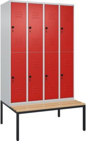 C+P Doppelstock-Spind Classic PLUS Sitzbank mit 4 Abteilen und Buche-Hartholz Sitzfläche, B/T/H: 212,0 x 120,0 x 81,5 cm - Bild 1