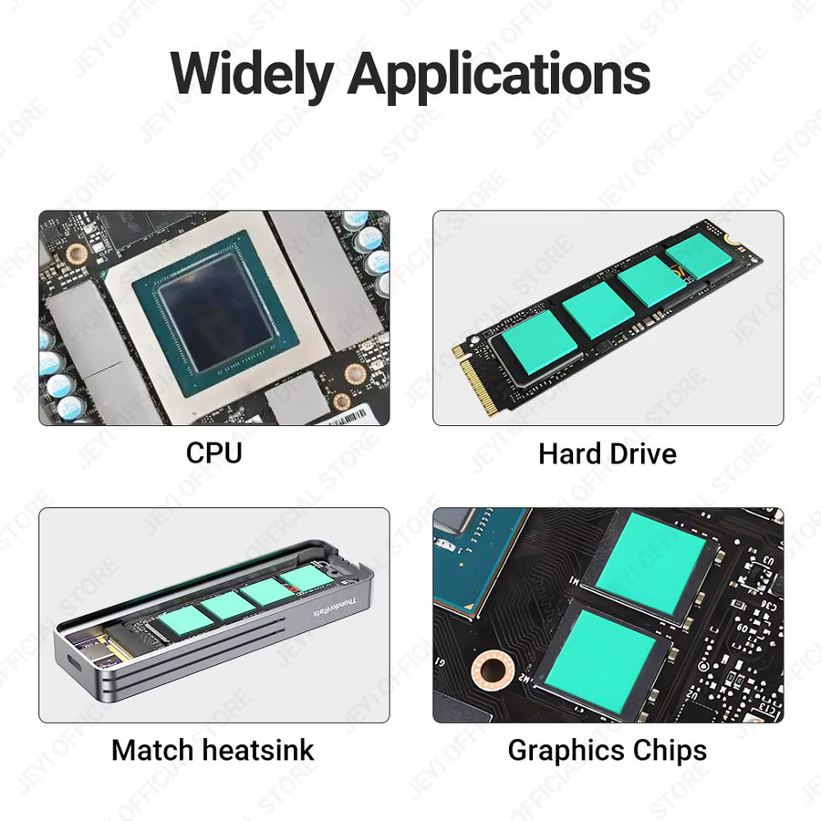 JEYI 100er-Pack wärmeleitende Silikonpads für M.2 NVMe NGFF SSD, PC Laptop Kühlkörper, GPU, CPU und LED-Grafikkarte, multicolour - Bild 2