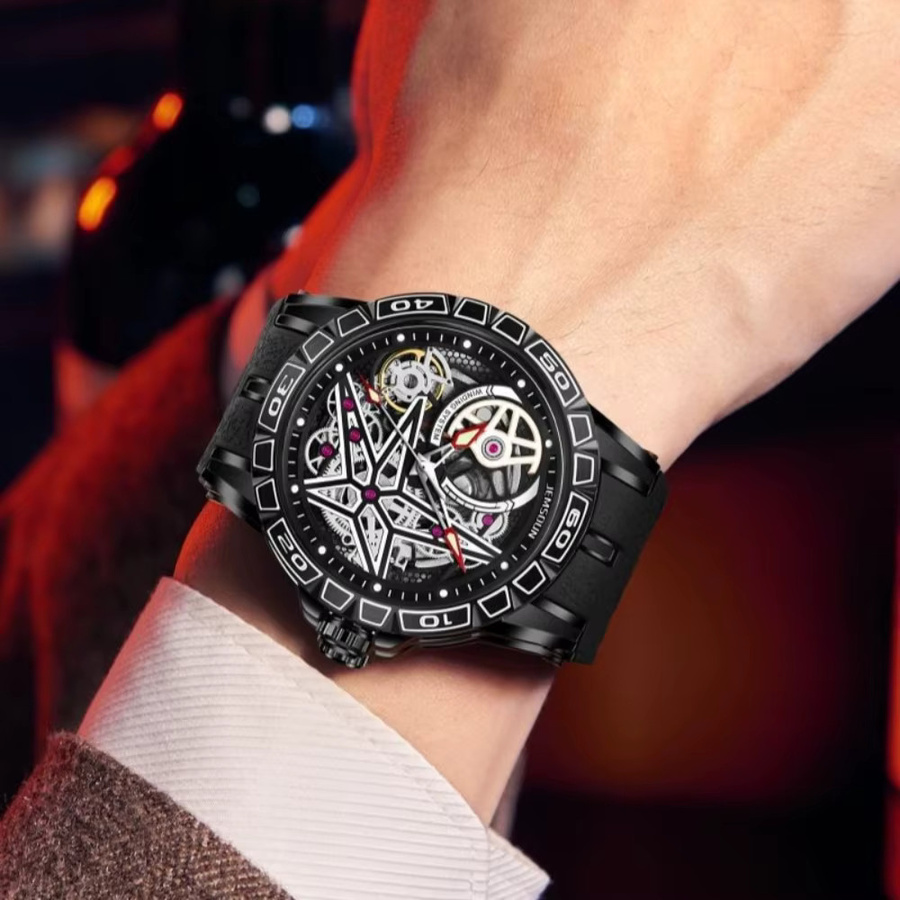 STARPERISH Armbanduhr Quarz, Skelett, Edelstahl, Kautschuk, Herren, Schwarz - Bild 2