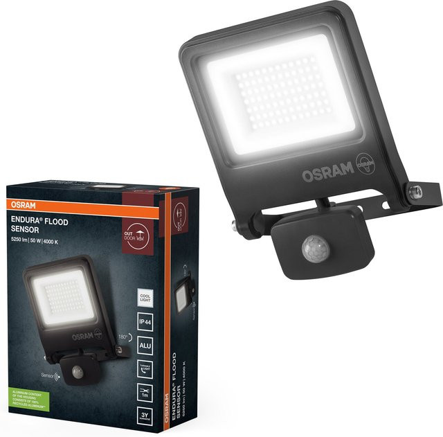OSRAM Endura Flood Sensor LED-Außenstrahler in Dunkelgrau mit Bewegungsmelder und Dämmerungssensor, 50 W, 5000 Lumen, IP65 - Bild 4