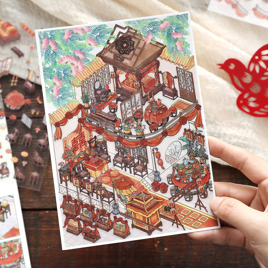 Songfeng Hall 3D Landschaftsaufkleber DIY Taschenhütten-Szene in Mehrfarbig - Bild 4