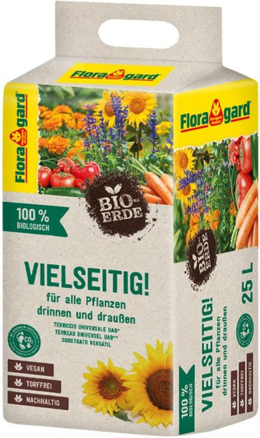Floragard Bio-Erde Vielseitig torffrei für Ziergarten Gemüsegarten und Zimmerpflanzen 25 kg - Bild 1