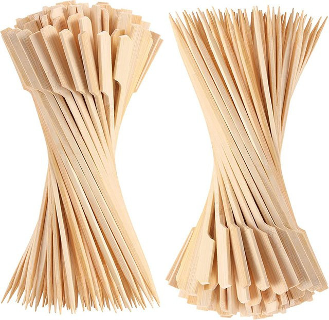 GLANYOMI Bambusspieße aus Holz in Beige, 200 Stück runde Grillspieße für Vorspeisen, Obst und Snacks - Bild 1