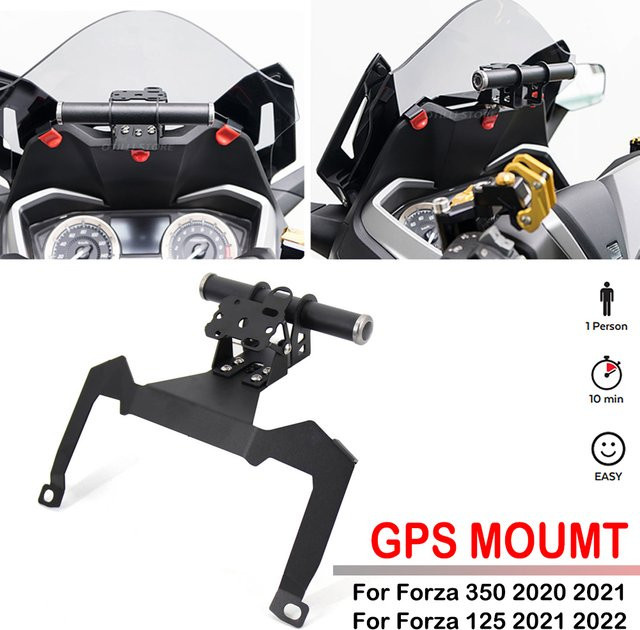 Otilli Handyhalterung für Honda Forza 125 und Forza 350 Motorrad, GPS Navigation Halterung vorne, Schwarz - Bild 1