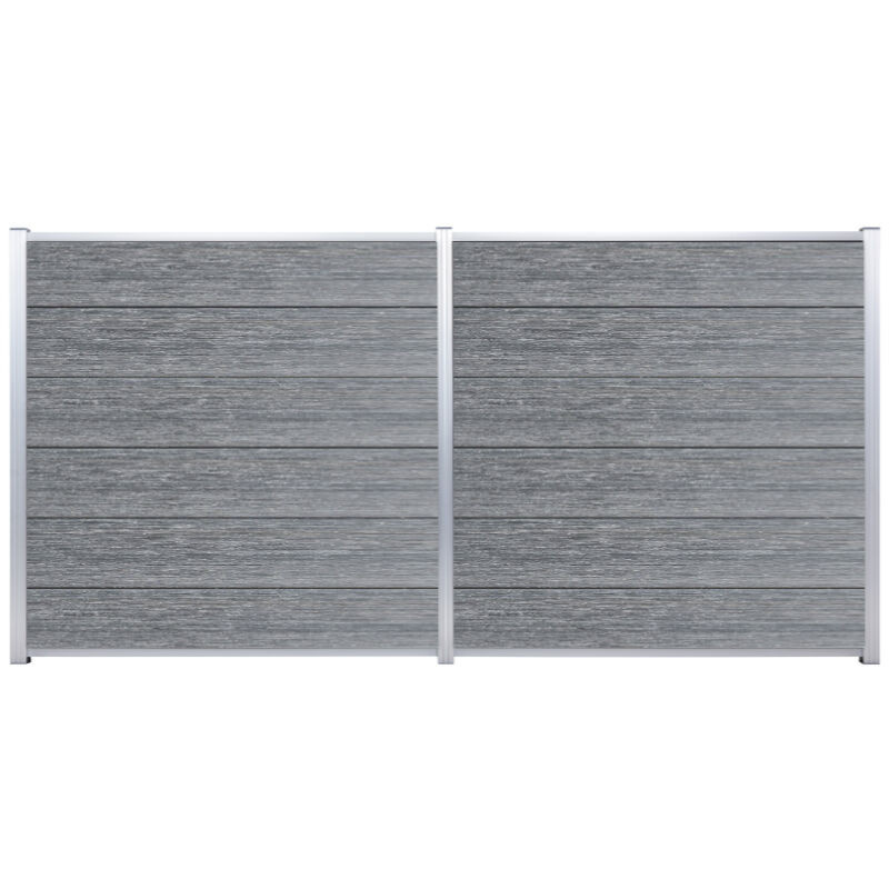 Sichtschutzzaun ELSKOP aus WPC und Aluminium in Grau, Höhe: 175 cm, Breite: 140 cm, Tiefe: 2 cm - Bild 1