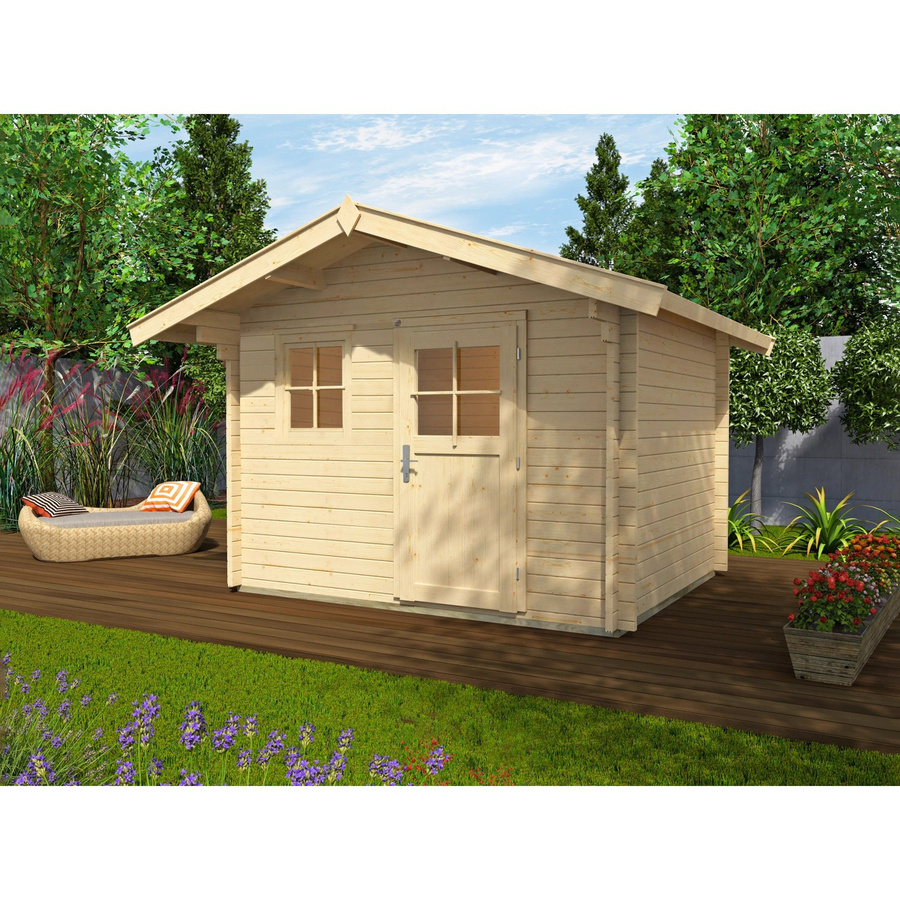 Weka Holz-Gartenhaus Belluno B in Natur mit Satteldach, B/T: 380 x 370 cm - Bild 2
