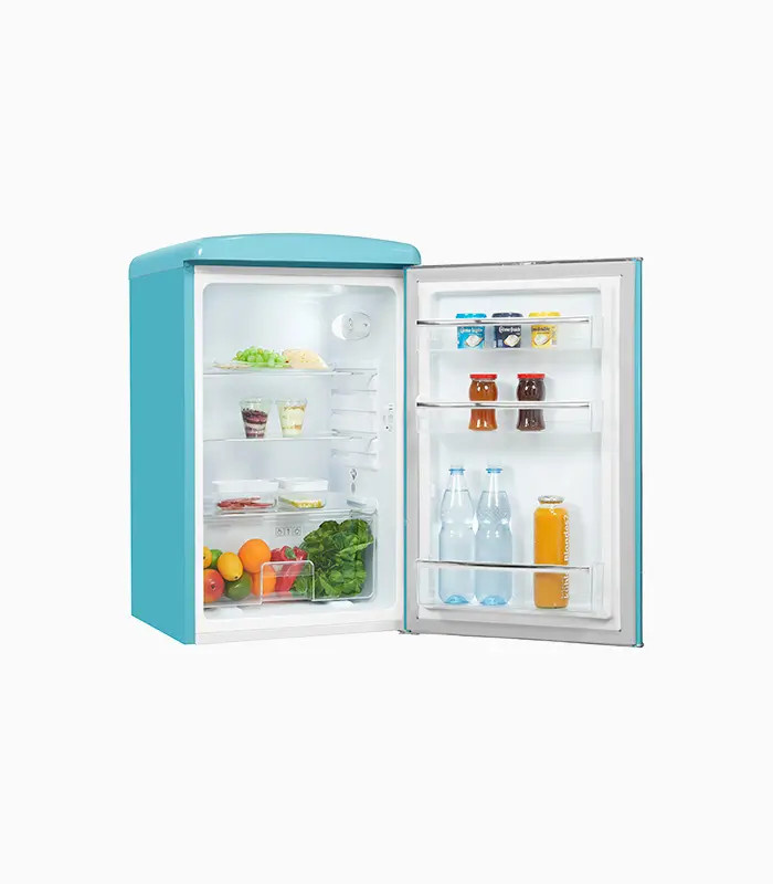 Exquisit Retro Vollraumkühlschrank RKS120-V-H-160F in Taubenblau, Standgerät mit LED-Innenbeleuchtung und Flaschenregal, B/T/H: 57,5 x 60,0 x 160,0 cm - Bild 2