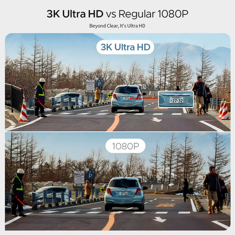 KAWA D6 3K Videorekorder Dashcam mit Sprachsteuerung und Nachtsicht in Schwarz - Bild 3