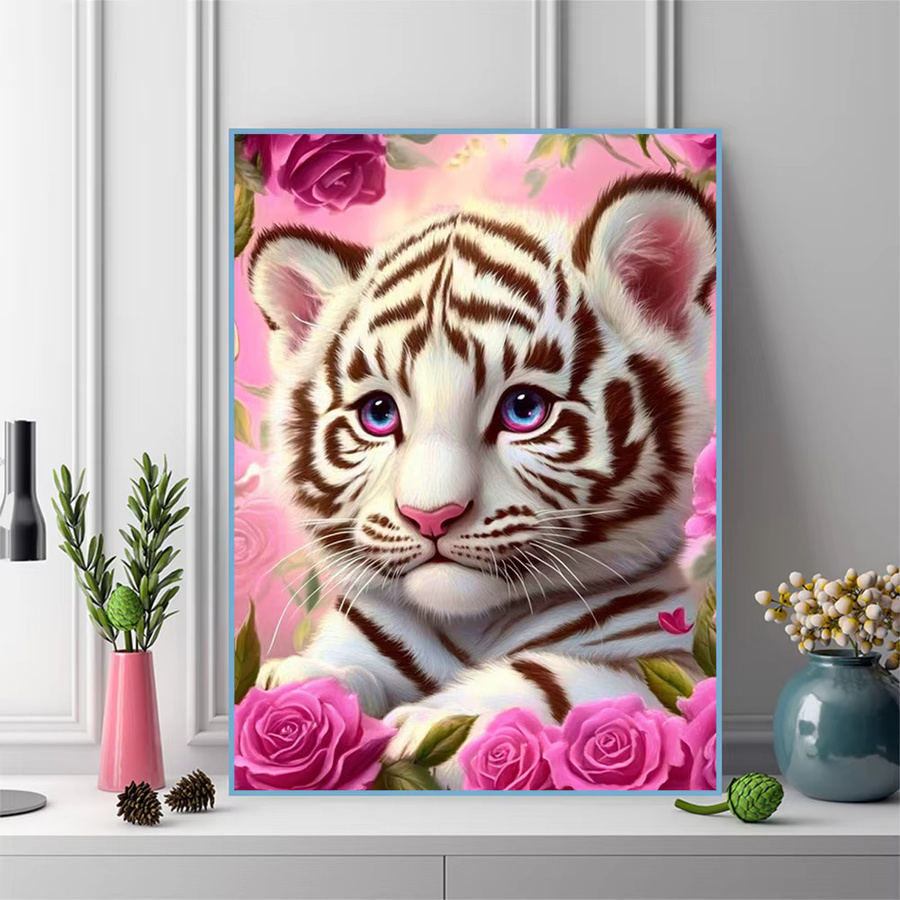EverShine Diamant-Mosaik Bastelset Tiger mit Strasssteinen in Multicolour, Tischmodell - Bild 3